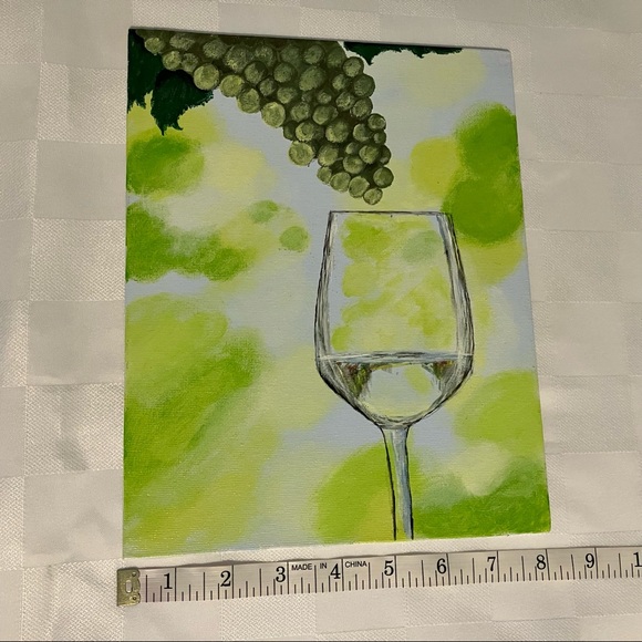 Wine Art Acrylic Painting on Canvas Board, 8" x 10" - Picture 3 of 5